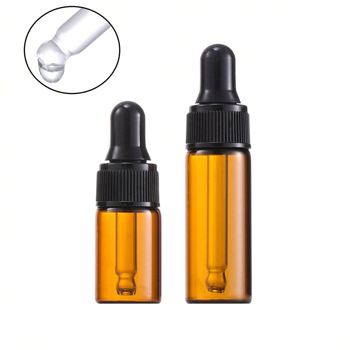 Fragrance Oil Set - 10個 ダークアンバーガラスドロッパーボトル 1ml 2ml 3ml 5ml