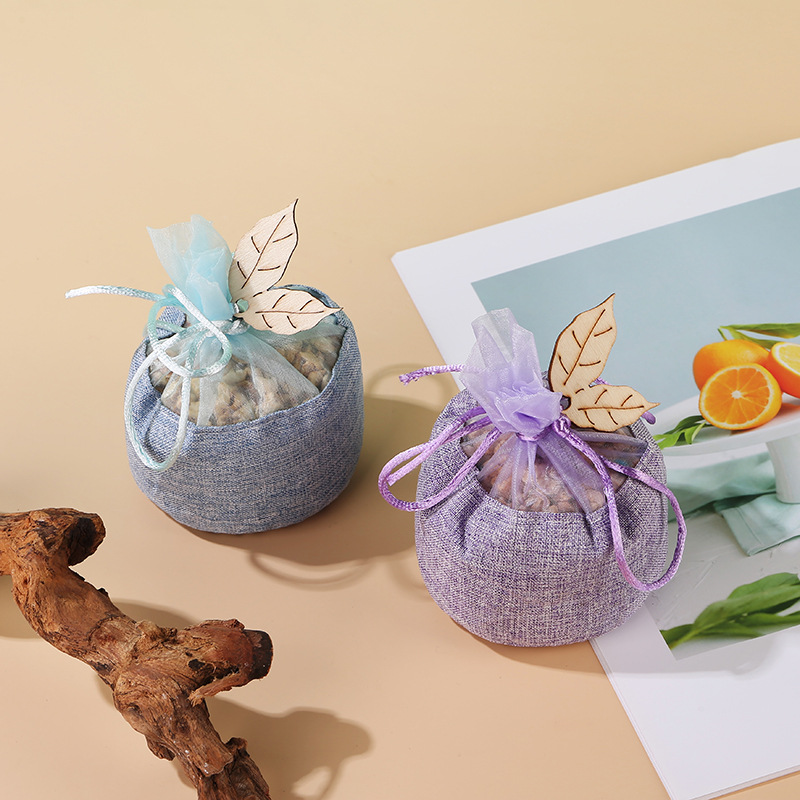 Aroma Bead Sachet - リネン製アロマサシェバッグ3個セット、植物性ビーズ入り、長持ちする香り、ワードローブや車用芳香剤、ミニマリストデザインの巾着型香り袋