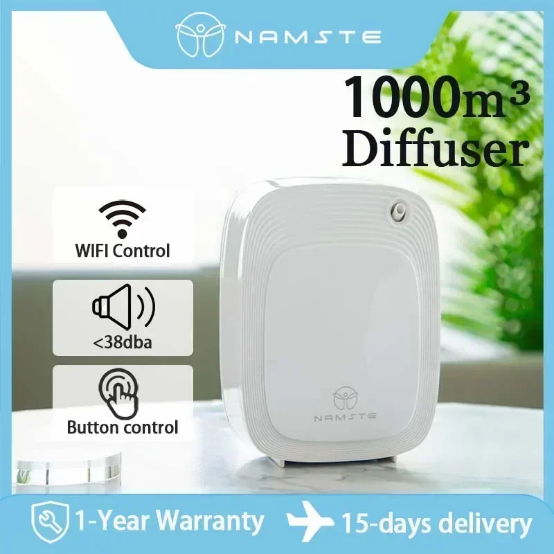 Home Fragrance Oil Diffuser - Namste 1000m³ アロマディフューザーマシン 200ML 容量エッセンシャルオイル空気清浄機フレグランスオイルディフューザーホームエアフレッシュナーホット