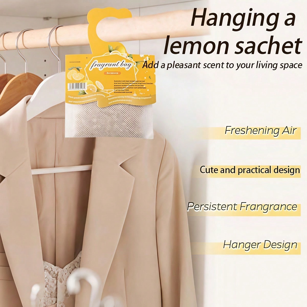 吊り下げ式レモンの香りのサシェ、クローゼットや引き出し用芳香 - Home Fragrance M&S Disinfectant Hack のレビューと価格