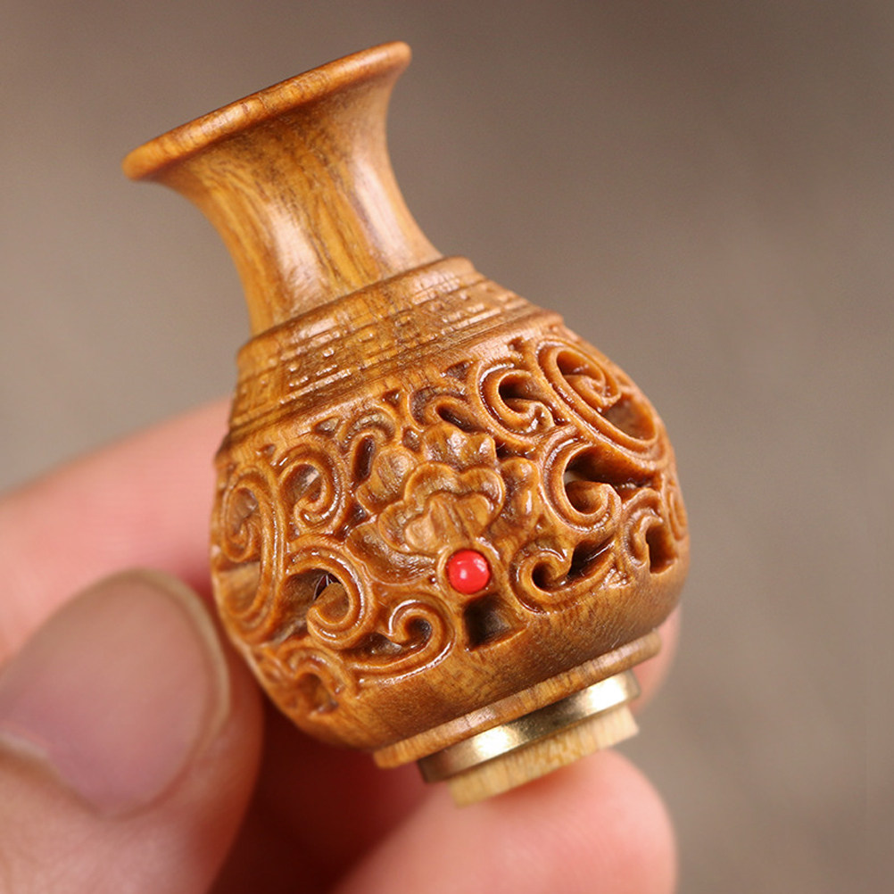 天然サンダルウッド彫刻花瓶型中空木製サシェ香りビーズ容器ディ - Aroma Bead Sachet のレビューと価格